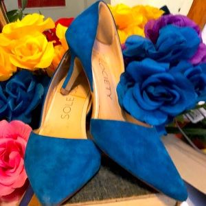Sole Society Teal Suede Kitten Pump